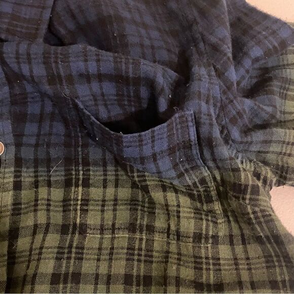 Women’s Dear John Long Sleeve Button Down Plaid Blue Green Size L Pockets - Picture 8 of 12